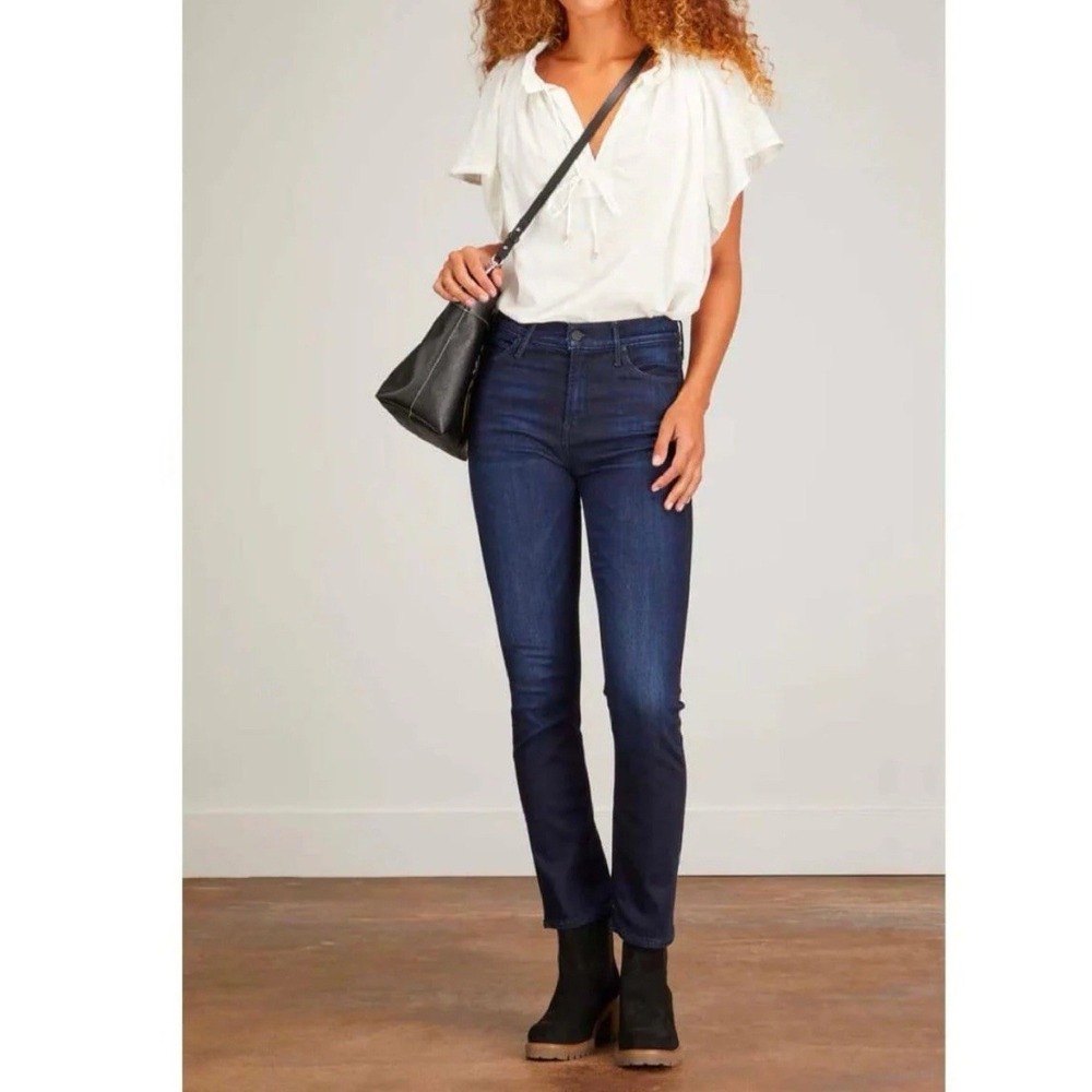 Mother $228 The Mid Rise Dazzler Ankle Now Or Never Dark‎ Indigo Ankle Cut Sz 25